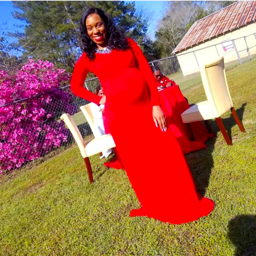 Red Fishtail Dress- Maternity